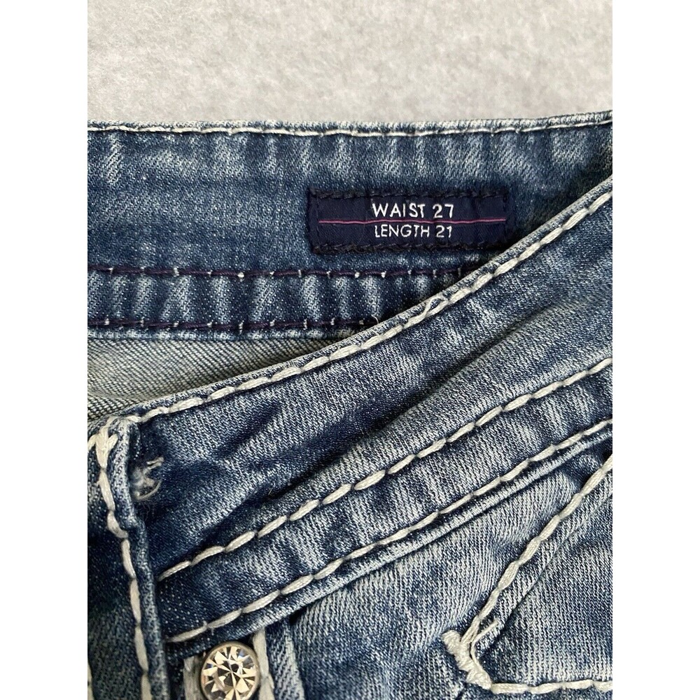 Vigoss Jeans Capri Bling Women's 27 Denim Blue New York Capri Y2K Pants Gems - Picture 14 of 16